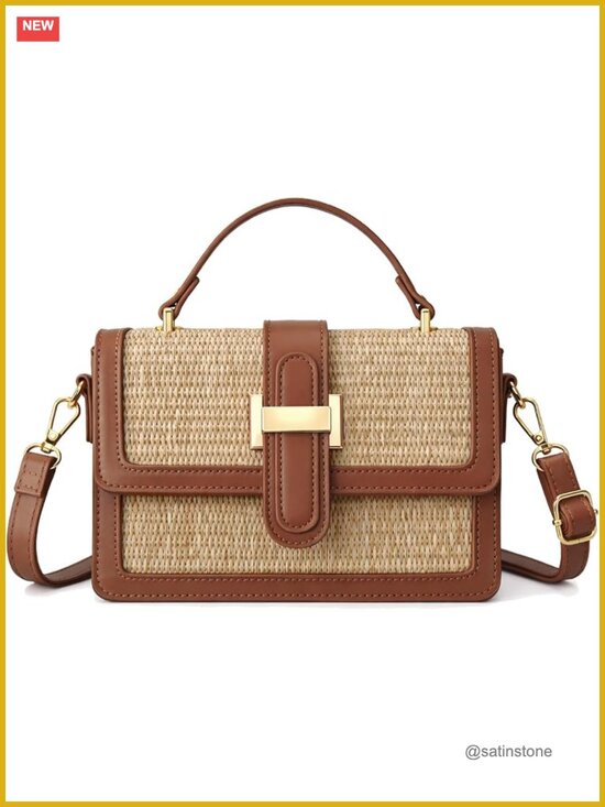 Handbags - Straw Crossbody Bag for Women Summer Purse Top Handle Beach Handbag
